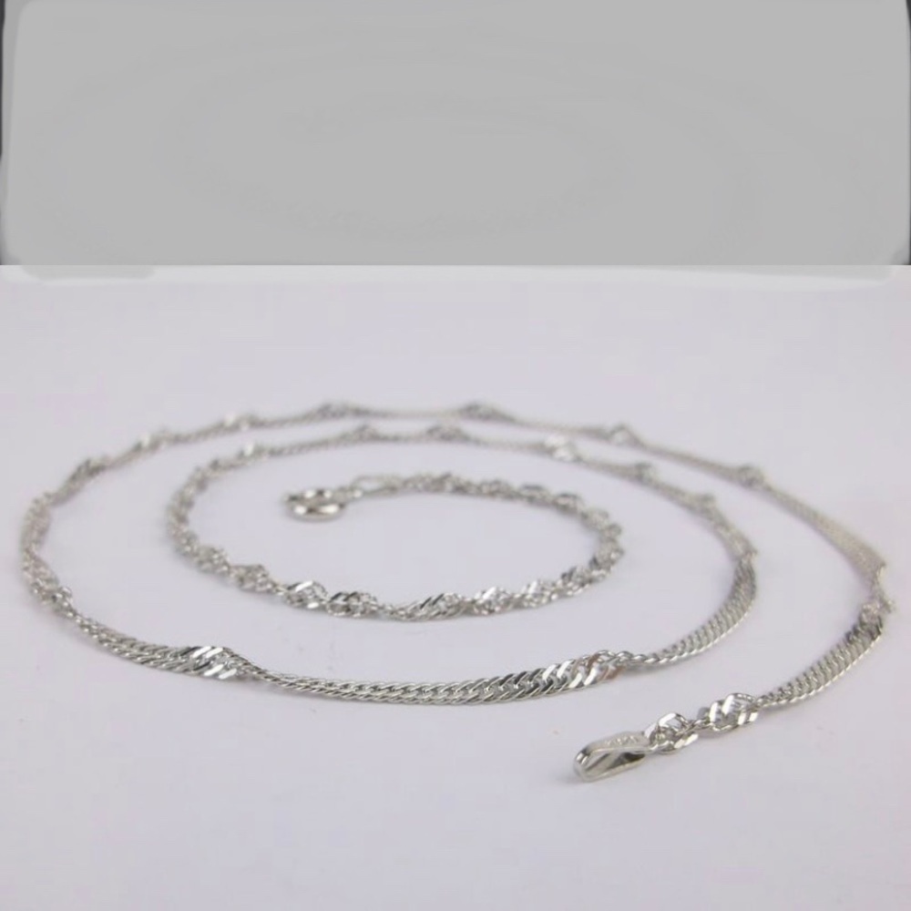 New Sterling Silver‎ Italian Helix Chain Necklace 18"